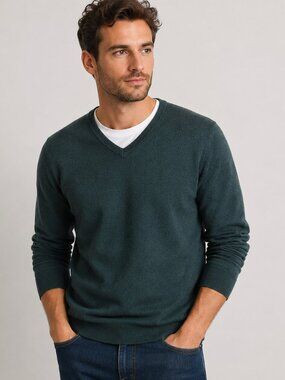 J.Crew Men’s Merino Wool Blend V-Neck Sweater Green Size Small NWT